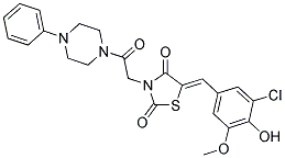 (Z)-5-(3-CHLORO-4-HYDROXY-5-METHOXYBENZYLIDENE)-3-(2-OXO-2-(4-PHENYLPIPERAZIN-1-YL)ETHYL)THIAZOLIDINE-2,4-DIONE Struktur