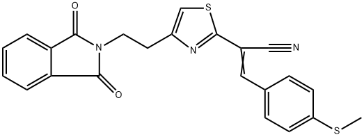 (Z)-2-(4-[2-(1,3-DIOXO-1,3-DIHYDRO-2H-ISOINDOL-2-YL)ETHYL]-1,3-THIAZOL-2-YL)-3-[4-(METHYLSULFANYL)PHENYL]-2-PROPENENITRILE Struktur