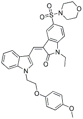 (Z)-1-ETHYL-3-((1-(2-(4-METHOXYPHENOXY)ETHYL)-1H-INDOL-3-YL)METHYLENE)-5-(MORPHOLINOSULFONYL)INDOLIN-2-ONE Struktur