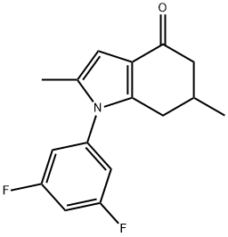 1-(3,5-DIFLUOROPHENYL)-2,6-DIMETHYL-5,6,7-TRIHYDROINDOL-4-ONE Struktur