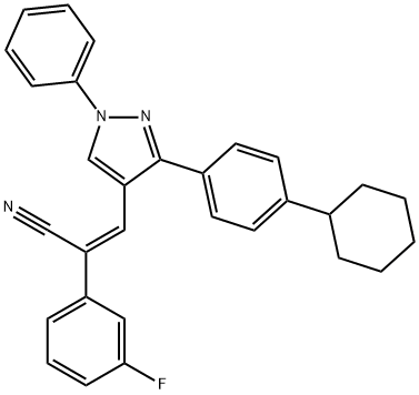 (Z)-3-[3-(4-CYCLOHEXYLPHENYL)-1-PHENYL-1H-PYRAZOL-4-YL]-2-(3-FLUOROPHENYL)-2-PROPENENITRILE Struktur