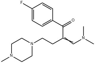 (E)-3-(DIMETHYLAMINO)-1-(4-FLUOROPHENYL)-2-[2-(4-METHYLPIPERAZINO)ETHYL]-2-PROPEN-1-ONE Struktur