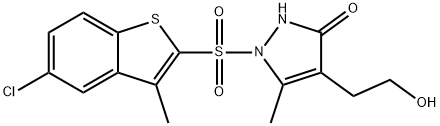 1-[(5-CHLORO-3-METHYL-1-BENZOTHIOPHEN-2-YL)SULFONYL]-4-(2-HYDROXYETHYL)-5-METHYL-1,2-DIHYDRO-3H-PYRAZOL-3-ONE Struktur