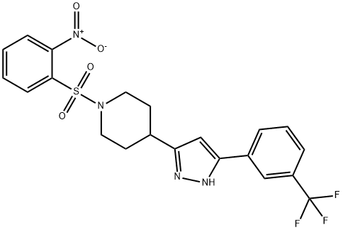 1-[(2-NITROPHENYL)SULFONYL]-4-(5-[3-(TRIFLUOROMETHYL)PHENYL]-1H-PYRAZOL-3-YL)PIPERIDINE Struktur