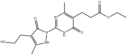 ETHYL 3-(2-[4-(2-HYDROXYETHYL)-3-METHYL-5-OXO-2,5-DIHYDRO-1H-PYRAZOL-1-YL]-4-METHYL-6-OXO-1,6-DIHYDRO-5-PYRIMIDINYL)PROPANOATE Struktur