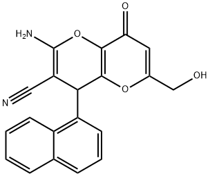 2-AMINO-6-(HYDROXYMETHYL)-4-(1-NAPHTHYL)-8-OXO-4,8-DIHYDROPYRANO[3,2-B]PYRAN-3-CARBONITRILE Struktur