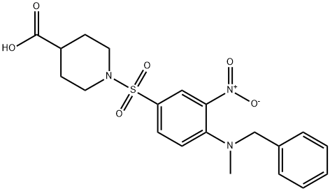 1-((4-[BENZYL(METHYL)AMINO]-3-NITROPHENYL)SULFONYL)-4-PIPERIDINECARBOXYLIC ACID Struktur