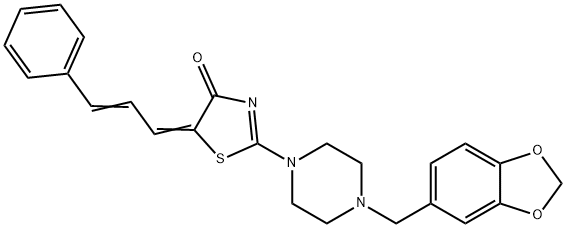 2-[4-(1,3-BENZODIOXOL-5-YLMETHYL)PIPERAZINO]-5-[(E,2E)-3-PHENYL-2-PROPENYLIDENE]-1,3-THIAZOL-4(5H)-ONE Struktur