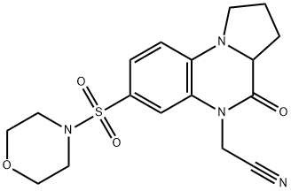 2-[7-(MORPHOLINOSULFONYL)-4-OXO-2,3,3A,4-TETRAHYDROPYRROLO[1,2-A]QUINOXALIN-5(1H)-YL]ACETONITRILE Struktur