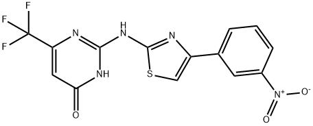 2-([4-(3-NITROPHENYL)-1,3-THIAZOL-2-YL]AMINO)-6-(TRIFLUOROMETHYL)-4(3H)-PYRIMIDINONE Struktur