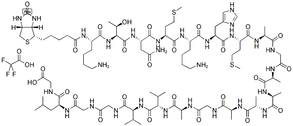 BIOTINYL-LYS-THR-ASN-MET-LYS-HIS-MET-ALA-GLY-ALA-ALA-ALA-ALA-GLY-ALA-VAL-VAL-GLY-GLY-LEU-GLY-OH TRIFLUOROACETATE SALT Struktur