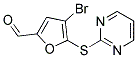 4-BROMO-5-(PYRIMIDIN-2-YLSULFANYL)-FURAN-2-CARBALDEHYDE Struktur