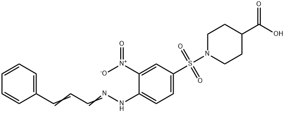 1-[(3-NITRO-4-(2-[(E,2E)-3-PHENYL-2-PROPENYLIDENE]HYDRAZINO)PHENYL)SULFONYL]-4-PIPERIDINECARBOXYLIC ACID Struktur