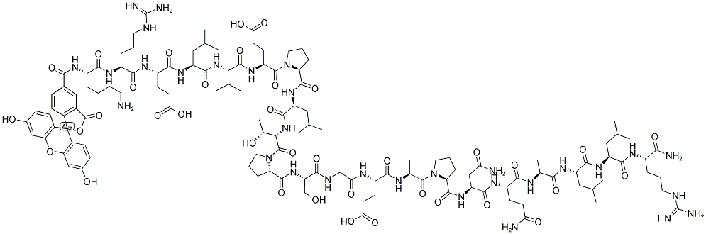 5-FAM-KRELVEPLTPSGEAPNQALLR-NH2 Struktur