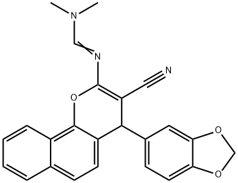 N'-[4-(1,3-BENZODIOXOL-5-YL)-3-CYANO-4H-BENZO[H]CHROMEN-2-YL]-N,N-DIMETHYLIMINOFORMAMIDE Struktur