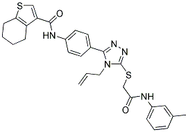 N-(4-(5-(2-(M-TOLUIDINO)-2-OXOETHYLTHIO)-4-ALLYL-4H-1,2,4-TRIAZOL-3-YL)PHENYL)-4,5,6,7-TETRAHYDROBENZO[B]THIOPHENE-3-CARBOXAMIDE Struktur