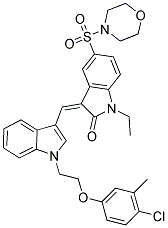 (Z)-3-((1-(2-(4-CHLORO-3-METHYLPHENOXY)ETHYL)-1H-INDOL-3-YL)METHYLENE)-1-ETHYL-5-(MORPHOLINOSULFONYL)INDOLIN-2-ONE Struktur