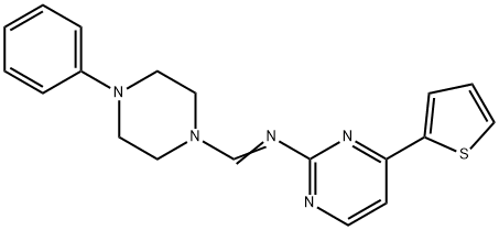 N-[(E)-(4-PHENYLPIPERAZINO)METHYLIDENE]-4-(2-THIENYL)-2-PYRIMIDINAMINE Struktur