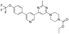 4-(2-METHYL-6-[5-(4-TRIFLUOROMETHOXY-PHENYL)-PYRIDIN-3-YL]-PYRIMIDIN-4-YL)-PIPERAZINE-1-CARBOXYLIC ACID ETHYL ESTER Struktur