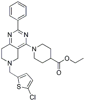 1-[6-(5-CHLORO-THIOPHEN-2-YLMETHYL)-2-PHENYL-5,6,7,8-TETRAHYDRO-PYRIDO[4,3-D]PYRIMIDIN-4-YL]-PIPERIDINE-4-CARBOXYLIC ACID ETHYL ESTER Struktur