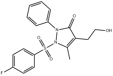 1-[(4-FLUOROPHENYL)SULFONYL]-4-(2-HYDROXYETHYL)-5-METHYL-2-PHENYL-1,2-DIHYDRO-3H-PYRAZOL-3-ONE Struktur