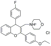 4-{[2-(4-ETHOXYPHENYL)-4-(4-FLUOROPHENYL)-4H-CHROMEN-3-YL]METHYL}MORPHOLIN-4-IUM CHLORIDE Struktur