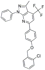 3-METHYL-1-PHENYL-6-{4-[(2-CHLOROBENZYL)OXY]PHENYL}-4-(TRIFLUOROMETHYL)-1H-PYRAZOLO[3,4-B]PYRIDINE Struktur