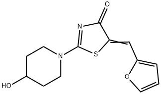 5-[(E)-2-FURYLMETHYLIDENE]-2-(4-HYDROXYPIPERIDINO)-1,3-THIAZOL-4(5H)-ONE Struktur