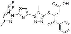 3-[(4-METHYL-5-(2-[3-METHYL-5-(TRIFLUOROMETHYL)-1H-PYRAZOL-1-YL]-1,3-THIAZOL-4-YL)-4H-1,2,4-TRIAZOL-3-YL)SULFANYL]-4-OXO-4-PHENYLBUTANOIC ACID Struktur