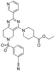 1-[6-(3-CYANO-BENZENESULFONYL)-2-PYRIDIN-3-YL-5,6,7,8-TETRAHYDRO-PYRIDO[4,3-D]PYRIMIDIN-4-YL]-PIPERIDINE-4-CARBOXYLIC ACID ETHYL ESTER Struktur