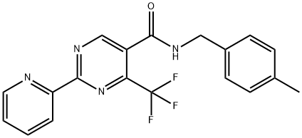 N-(4-METHYLBENZYL)-2-(2-PYRIDINYL)-4-(TRIFLUOROMETHYL)-5-PYRIMIDINECARBOXAMIDE Struktur