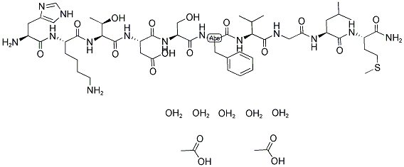 HIS-LYS-THR-ASP-SER-PHE-VAL-GLY-LEU-MET-NH2 2ACOH 5H2O Struktur