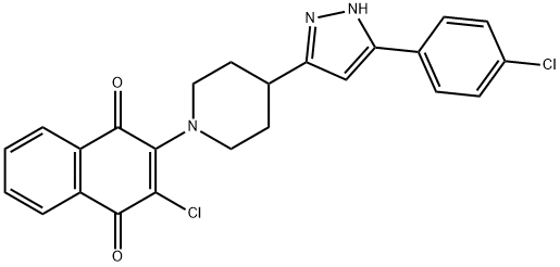 2-CHLORO-3-(4-[5-(4-CHLOROPHENYL)-1H-PYRAZOL-3-YL]PIPERIDINO)NAPHTHOQUINONE Struktur