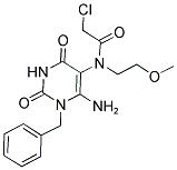 N-(6-AMINO-1-BENZYL-2,4-DIOXO-1,2,3,4-TETRAHYDRO-PYRIMIDIN-5-YL)-2-CHLORO-N-(2-METHOXY-ETHYL)-ACETAMIDE Struktur