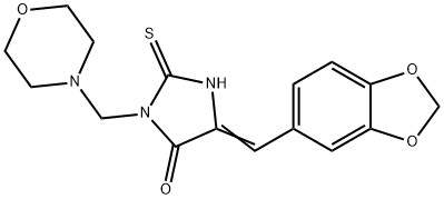 5-(1,3-BENZODIOXOL-5-YLMETHYLENE)-3-(MORPHOLINOMETHYL)-2-THIOXOTETRAHYDRO-4H-IMIDAZOL-4-ONE Struktur