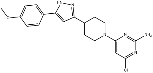 4-CHLORO-6-(4-[5-(4-METHOXYPHENYL)-1H-PYRAZOL-3-YL]PIPERIDINO)-2-PYRIMIDINAMINE Struktur