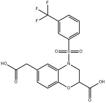 6-(CARBOXYMETHYL)-4-([3-(TRIFLUOROMETHYL)PHENYL]SULFONYL)-3,4-DIHYDRO-2H-1,4-BENZOXAZINE-2-CARBOXYLIC ACID Struktur