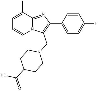 1-[2-(4-FLUORO-PHENYL)-8-METHYL-IMIDAZO[1,2-A]-PYRIDIN-3-YLMETHYL]-PIPERIDINE-4-CARBOXYLIC ACID Struktur