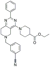 1-[6-(3-CYANO-BENZYL)-2-PHENYL-5,6,7,8-TETRAHYDRO-PYRIDO[4,3-D]PYRIMIDIN-4-YL]-PIPERIDINE-4-CARBOXYLIC ACID ETHYL ESTER Struktur