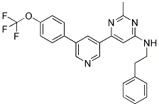 (2-METHYL-6-[5-(4-TRIFLUOROMETHOXY-PHENYL)-PYRIDIN-3-YL]-PYRIMIDIN-4-YL)-PHENETHYL-AMINE Struktur