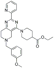 1-[6-(3-METHOXY-BENZYL)-2-PYRIDIN-2-YL-5,6,7,8-TETRAHYDRO-PYRIDO[4,3-D]PYRIMIDIN-4-YL]-PIPERIDINE-4-CARBOXYLIC ACID ETHYL ESTER Struktur