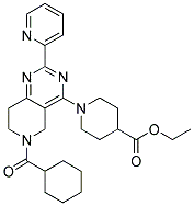 1-(6-CYCLOHEXANECARBONYL-2-PYRIDIN-2-YL-5,6,7,8-TETRAHYDRO-PYRIDO[4,3-D]PYRIMIDIN-4-YL)-PIPERIDINE-4-CARBOXYLIC ACID ETHYL ESTER Struktur