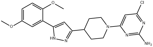 4-CHLORO-6-(4-[5-(2,5-DIMETHOXYPHENYL)-1H-PYRAZOL-3-YL]PIPERIDINO)-2-PYRIMIDINAMINE Struktur