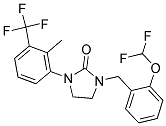 1-[2-(DIFLUOROMETHOXY)BENZYL]-3-[2-METHYL-3-(TRIFLUOROMETHYL)PHENYL]IMIDAZOLIDIN-2-ONE Struktur