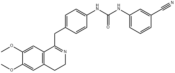 1-(4-((6,7-DIMETHOXY(3,4-DIHYDROISOQUINOLYL))METHYL)PHENYL)-3-(3-CYANOPHENYL)UREA Struktur