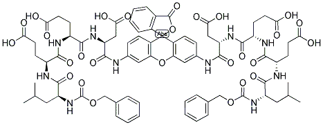 RHODAMINE 110, BIS-(N-CBZ-L-LEUCYL-L-GLUTAMYL-L- GLUTAMYL-L-ASPARTIC ACID AMIDE) Struktur