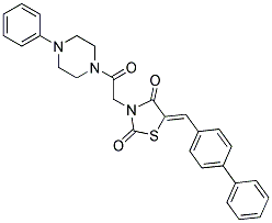 (Z)-5-(BIPHENYL-4-YLMETHYLENE)-3-(2-OXO-2-(4-PHENYLPIPERAZIN-1-YL)ETHYL)THIAZOLIDINE-2,4-DIONE Struktur