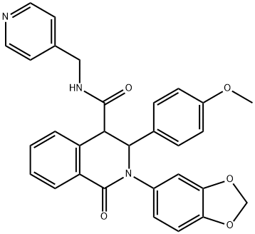 (2-BENZO[D]1,3-DIOXOLEN-5-YL-3-(4-METHOXYPHENYL)-1-OXO(4-2,3,4-TRIHYDROISOQUINOLYL))-N-(4-PYRIDYLMETHYL)FORMAMIDE Struktur