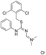 N-[((ANILINO[(2,6-DICHLOROBENZYL)SULFANYL]METHYLENE)AMINO)METHYLENE]-N-METHYLMETHANAMINIUM CHLORIDE Struktur