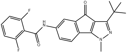 (2,6-DIFLUOROPHENYL)-N-(3-(TERT-BUTYL)-1-METHYL-4-OXOINDENO[2,3-D]PYRAZOL-6-YL)FORMAMIDE Struktur